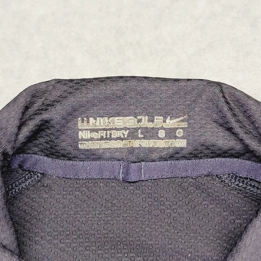 Nike Golf Fit Dry Polo Shirt Men's Dark Blue Size Large Performance Button Front